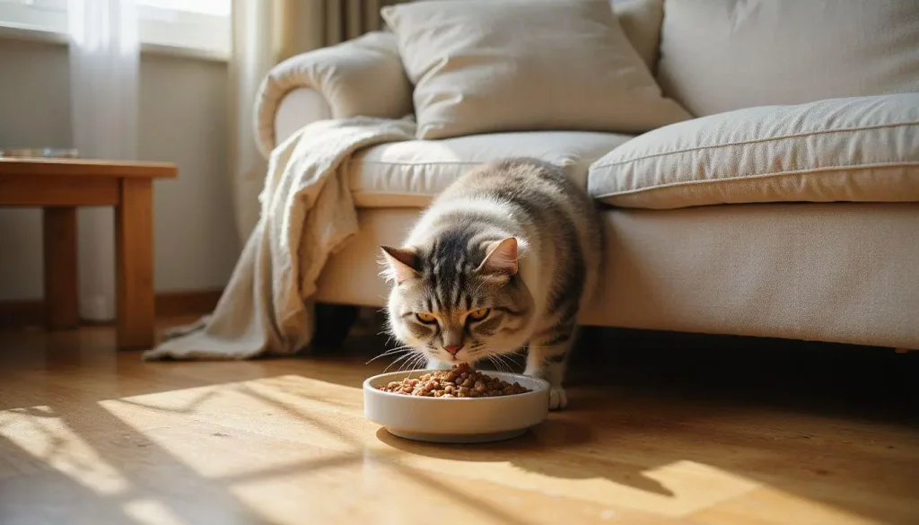 gato comiendo pienso